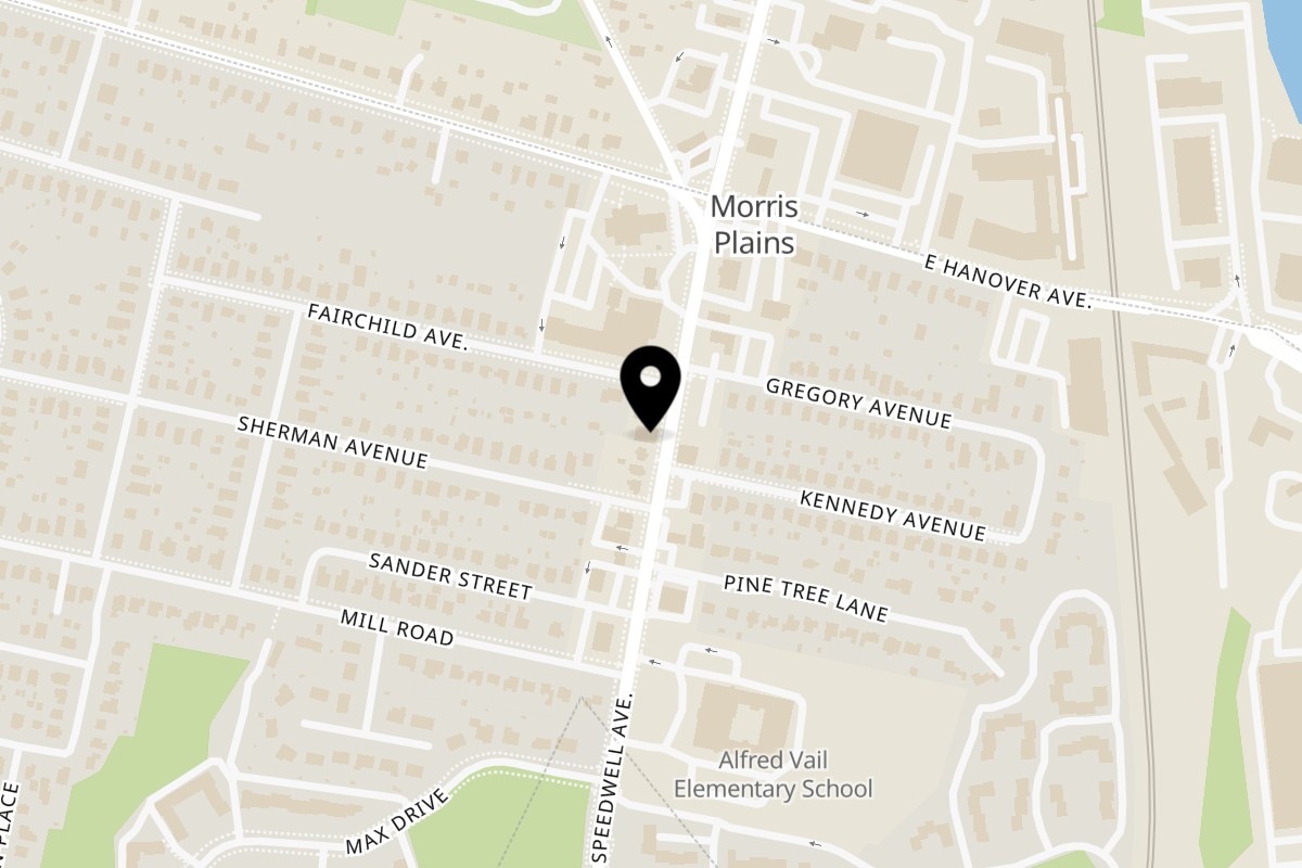 Map showing the location of OMGYRO Morris on 196b Speedwell Ave in Morris Plains