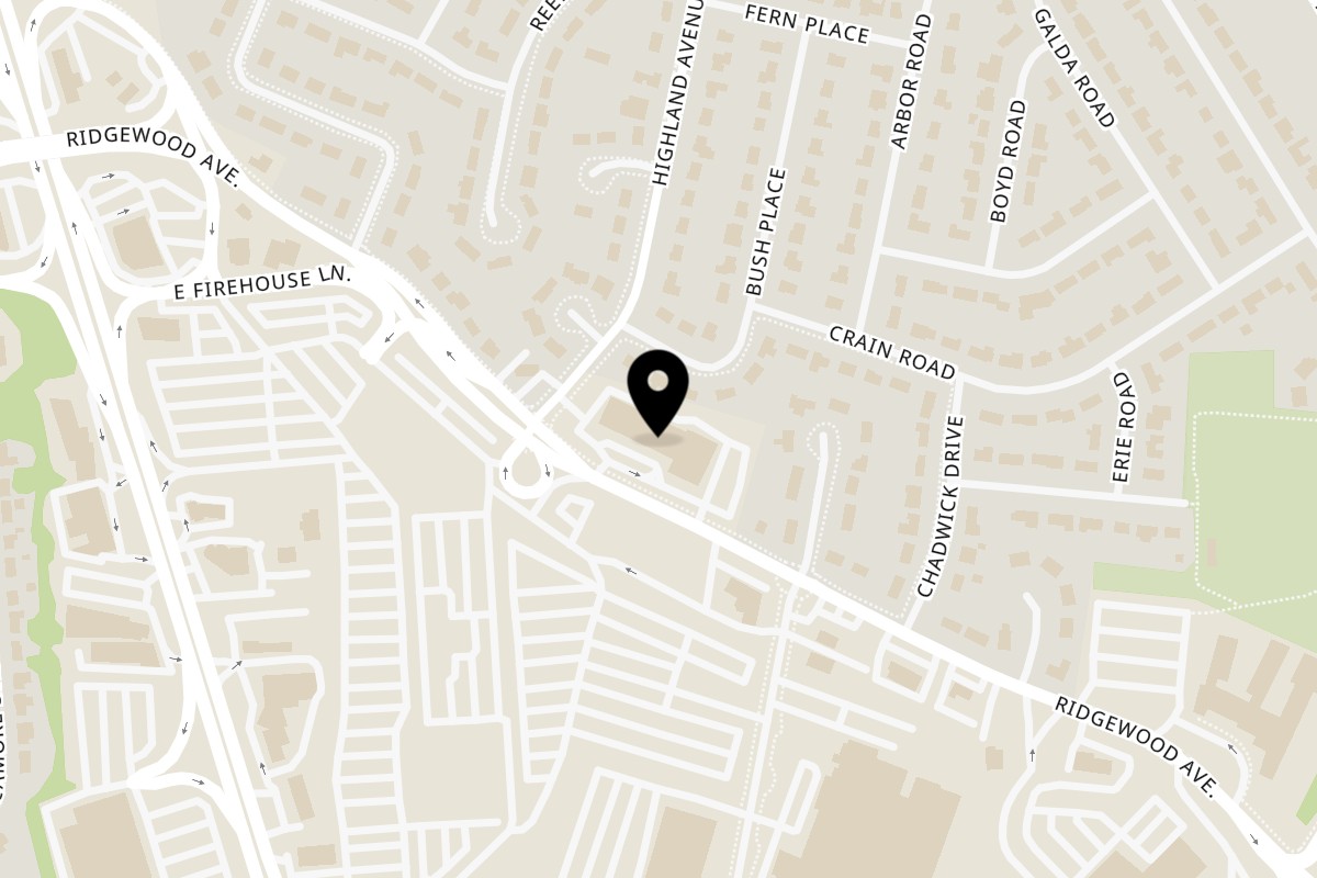 Map showing the location of OMGYRO Paramus on 65 E Ridgewood Ave in Paramus